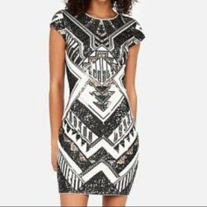 Express Aztec Sequined Bodycon Dress